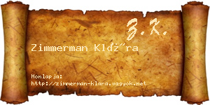 Zimmerman Klára névjegykártya